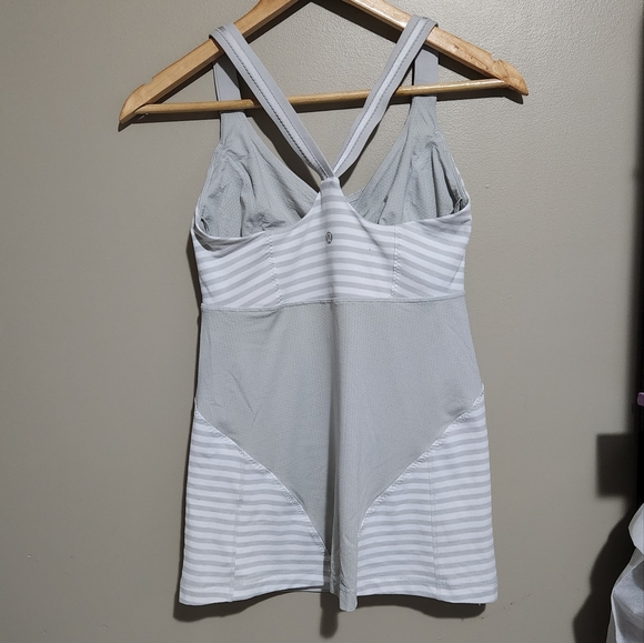 Lululemon Cross My Heart Tank Silver Spoon White Narrow Bold Multi Stripe - Picture 4 of 11